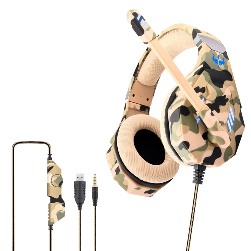 OVLENG GT95 Camouflage Design USB+3.5mm Wired Over-Ear Headphone Ergonomic E-sports Gaming Headset with LED Light OVLENG GT95 Camouflage Design USB+3.5mm Wired Over-Ear Headphone Ergonomic E-sports Gaming Headset with LED Light